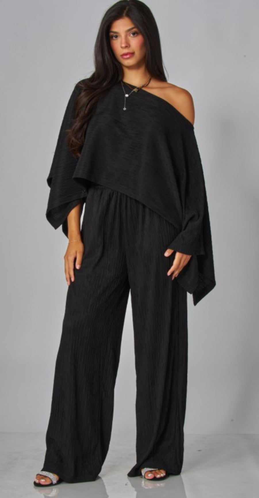 Black Crinkled kimono Luxury Set