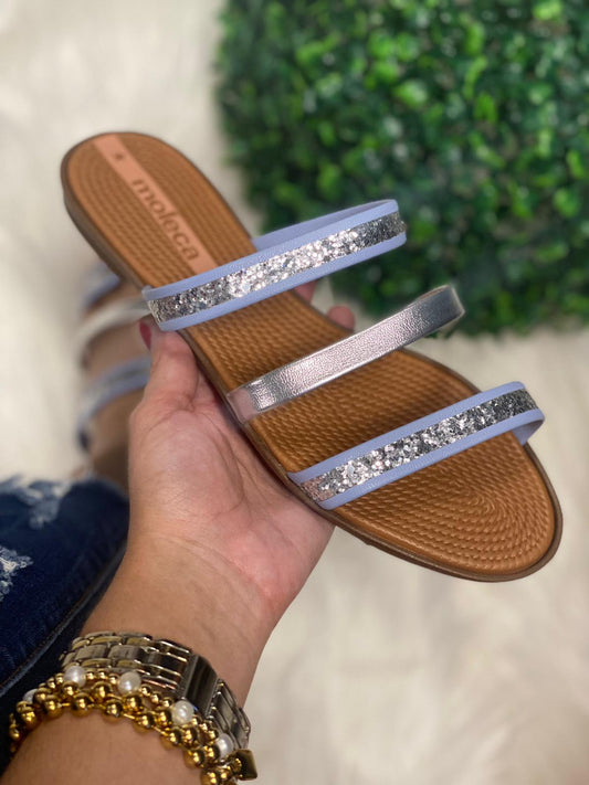 Blue Silver Moleca Sandals