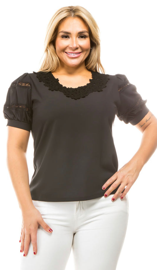 Solid Round Neck Black