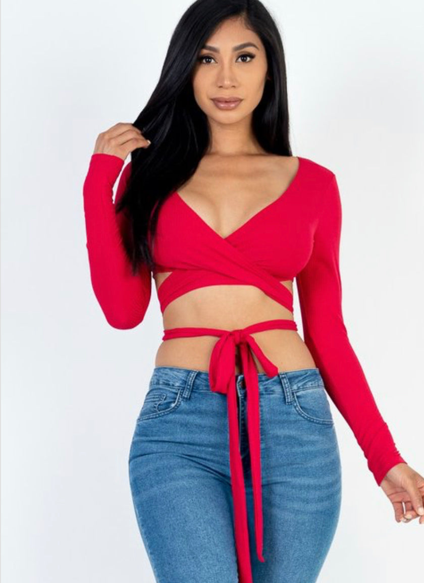 Cross Wrap Tie Crop Top