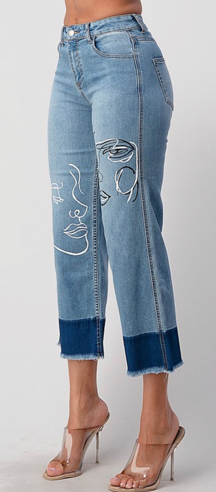 Face Print Capri Jean