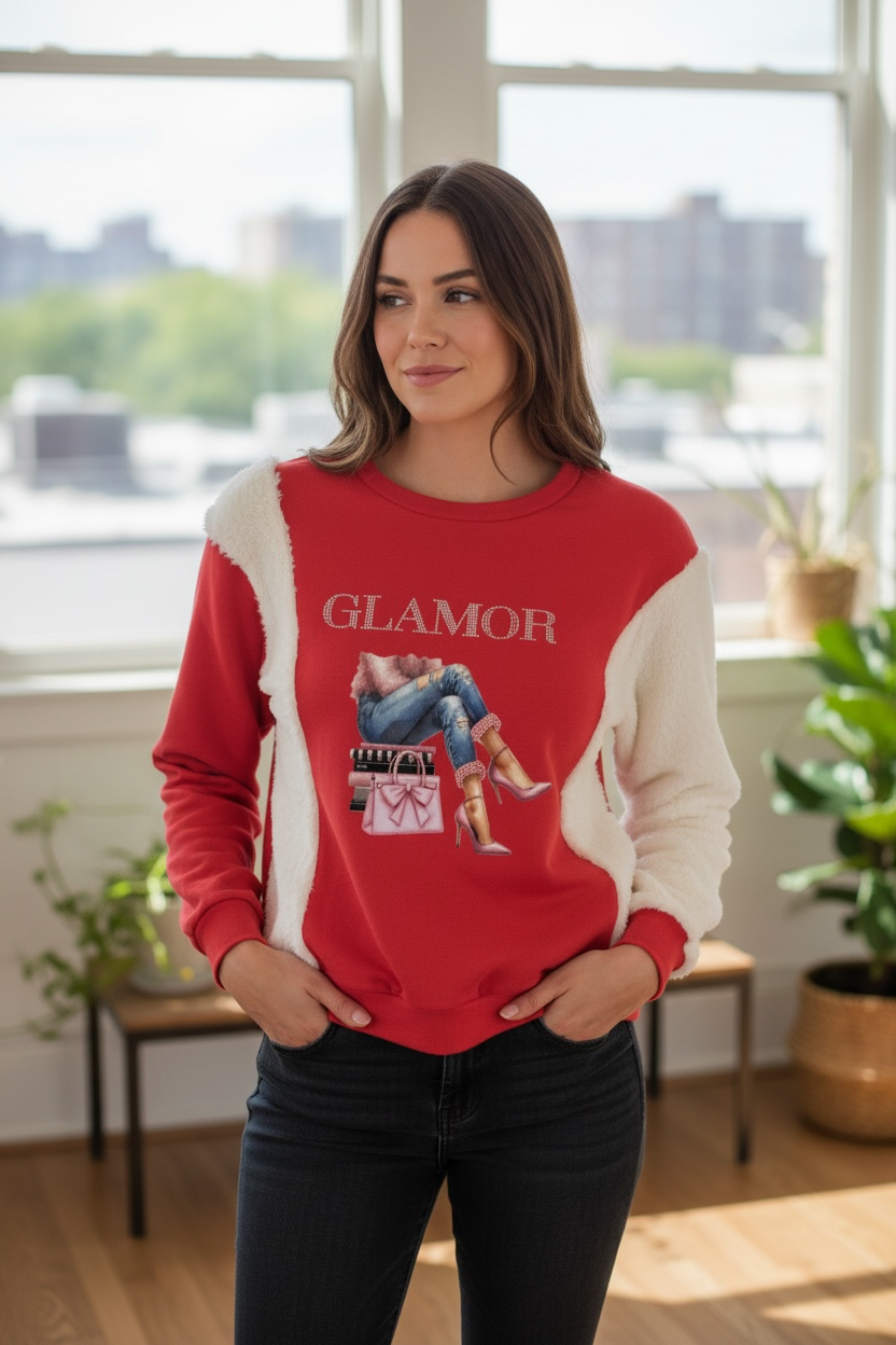 Fur Over Red Sweatshirts