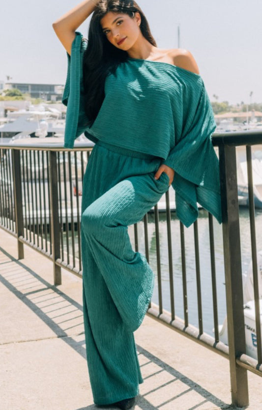 Crinkled Rhinestone Cape Kimono set