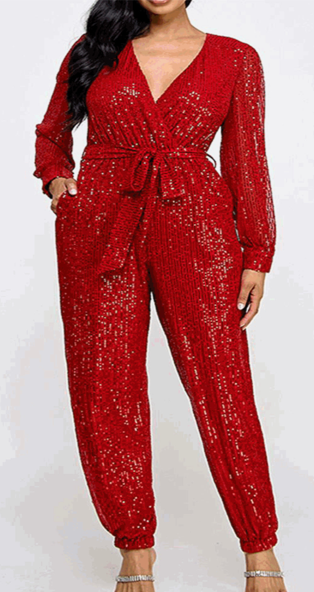 SEQUIN RED JUMPSUIT