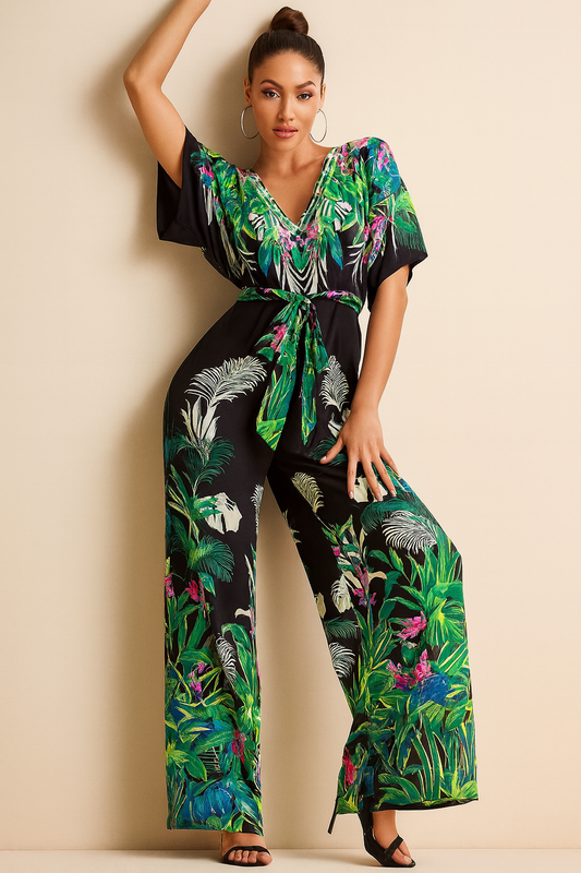 Green Floral Jumsuite