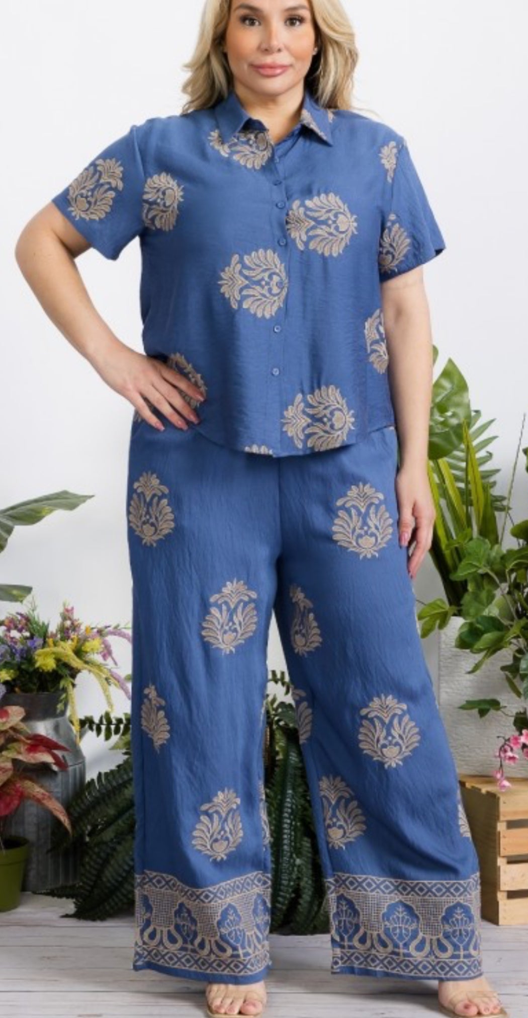 Plus size Short and Pants Casual set
