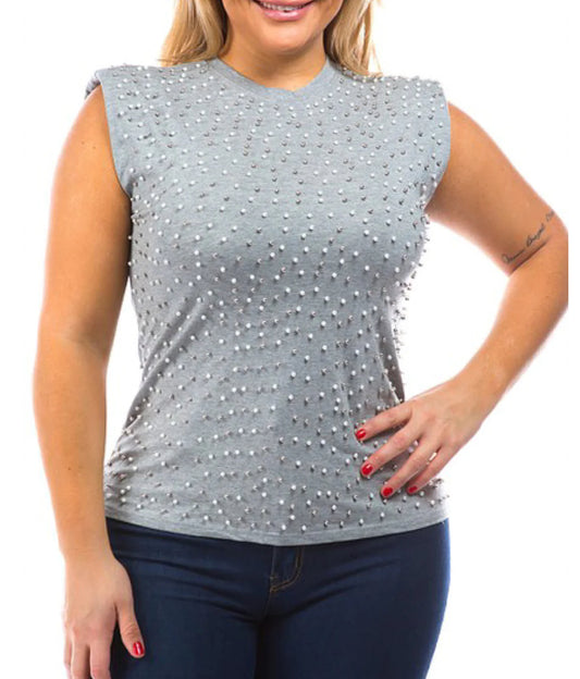 Pearls Rock Plus Top