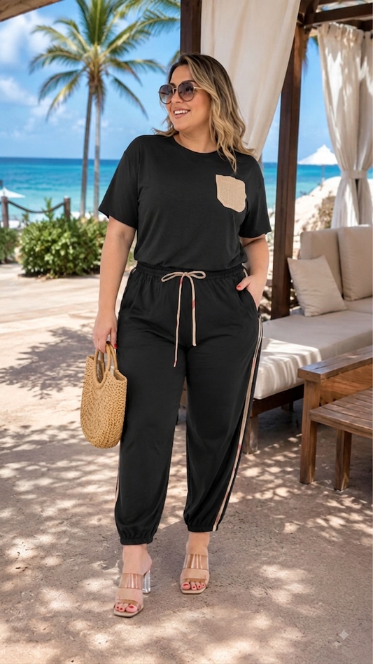 Black Line Pant Set