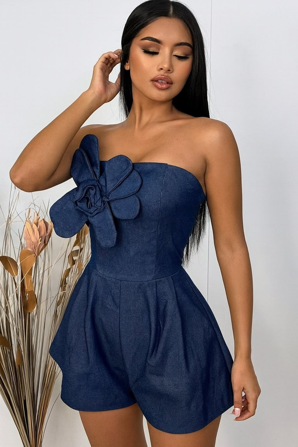 Flower Denim Romper