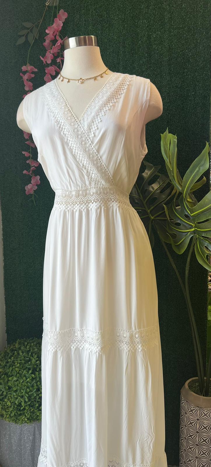 Dress White Emboidered