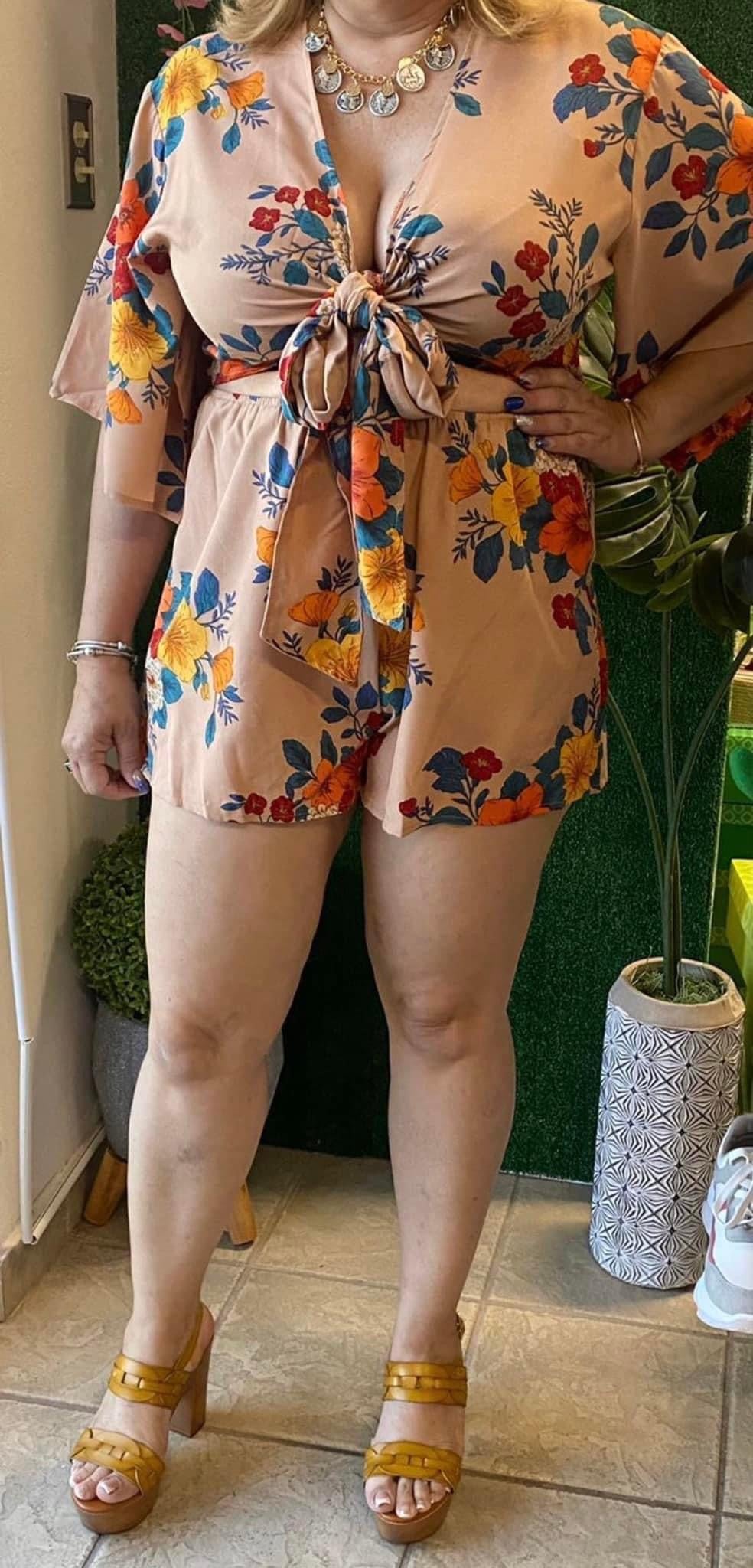 Floral Beige Romper