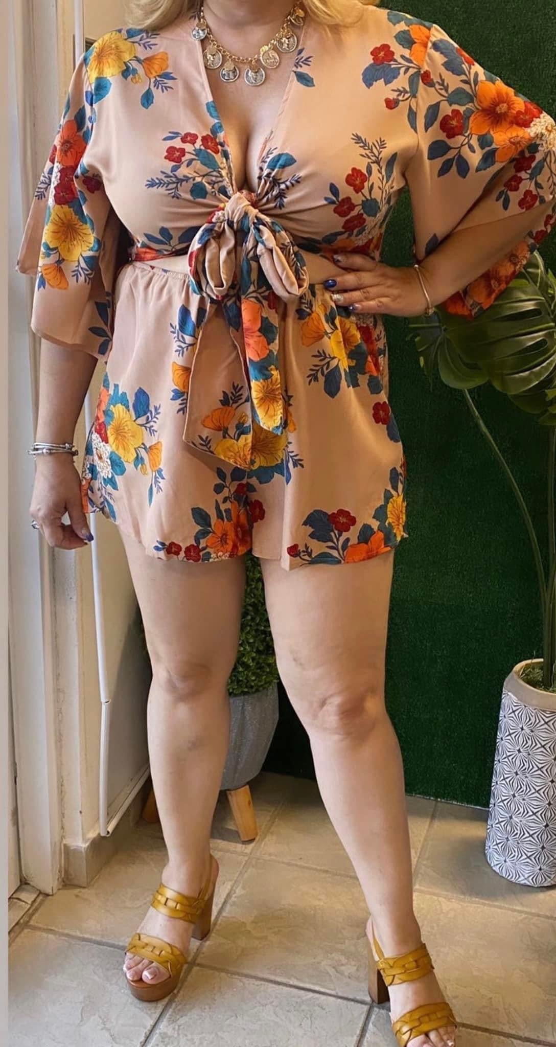 Floral Beige Romper