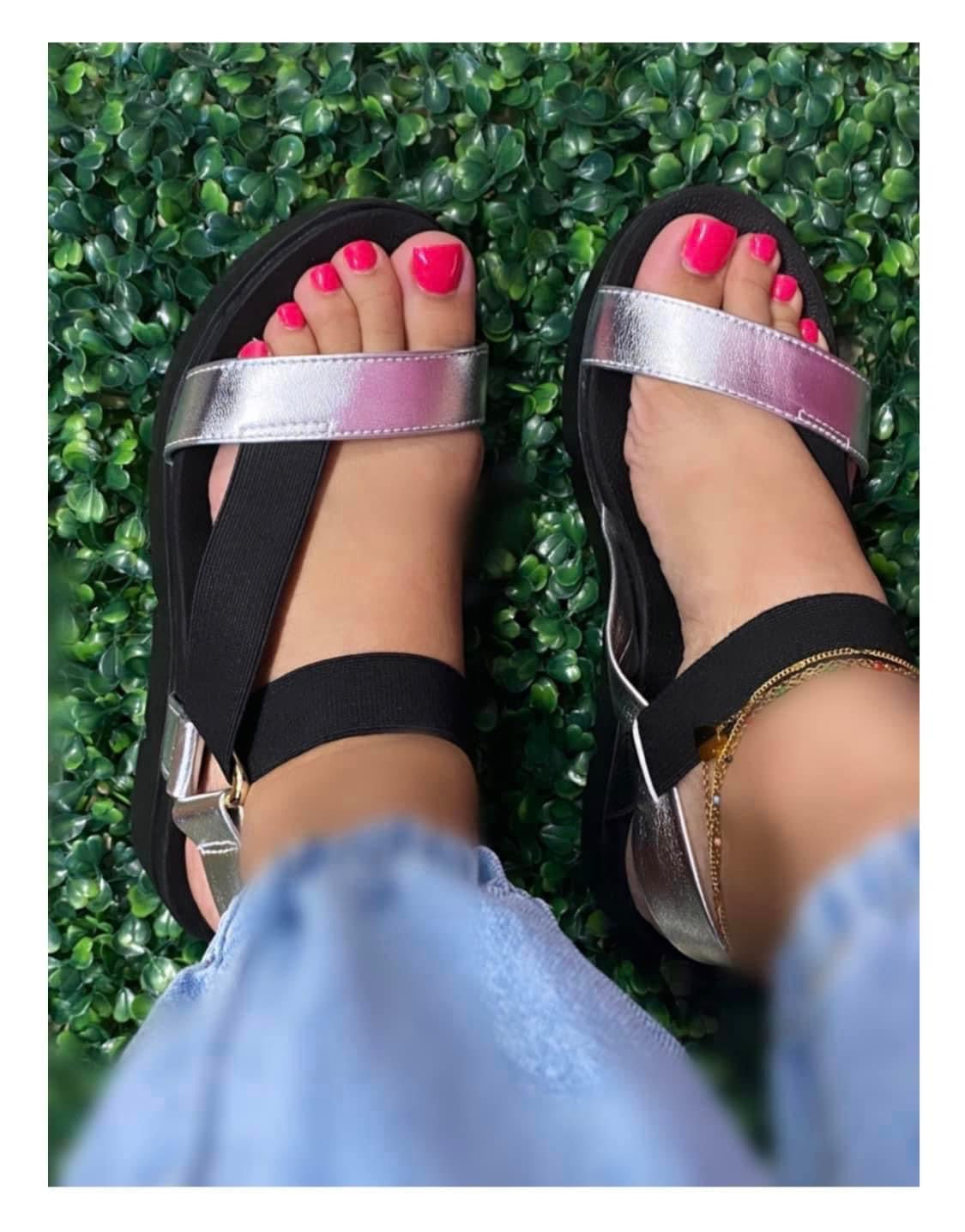 Black/ Silver Sandals