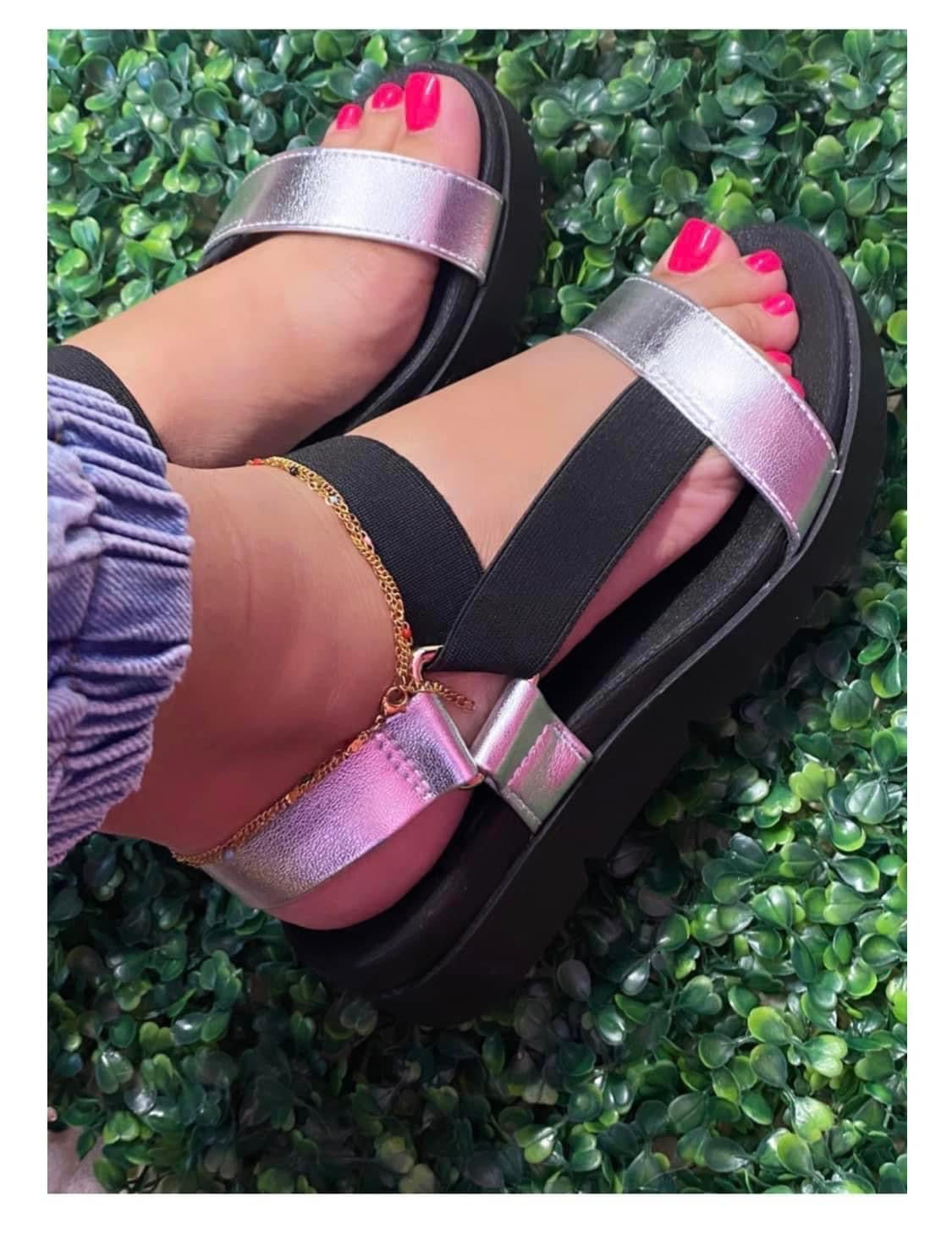 Black/ Silver Sandals