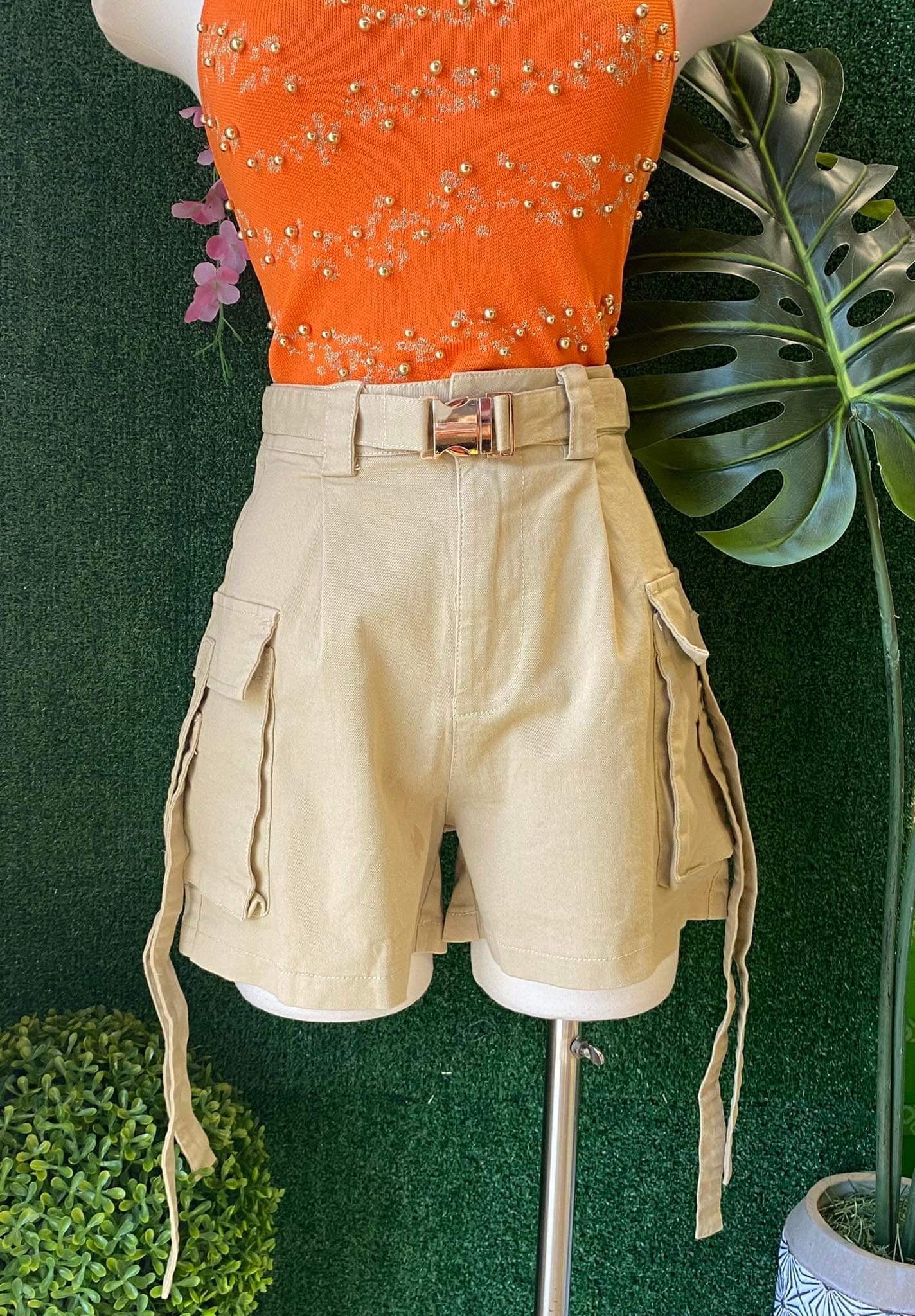 Beige Cargo Short