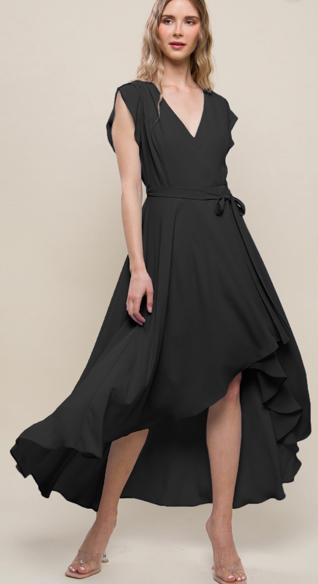 Solid Ruffle Maxi Dress