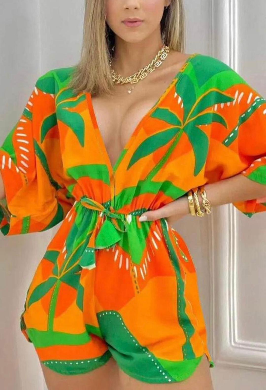 Tropical Orange Romper