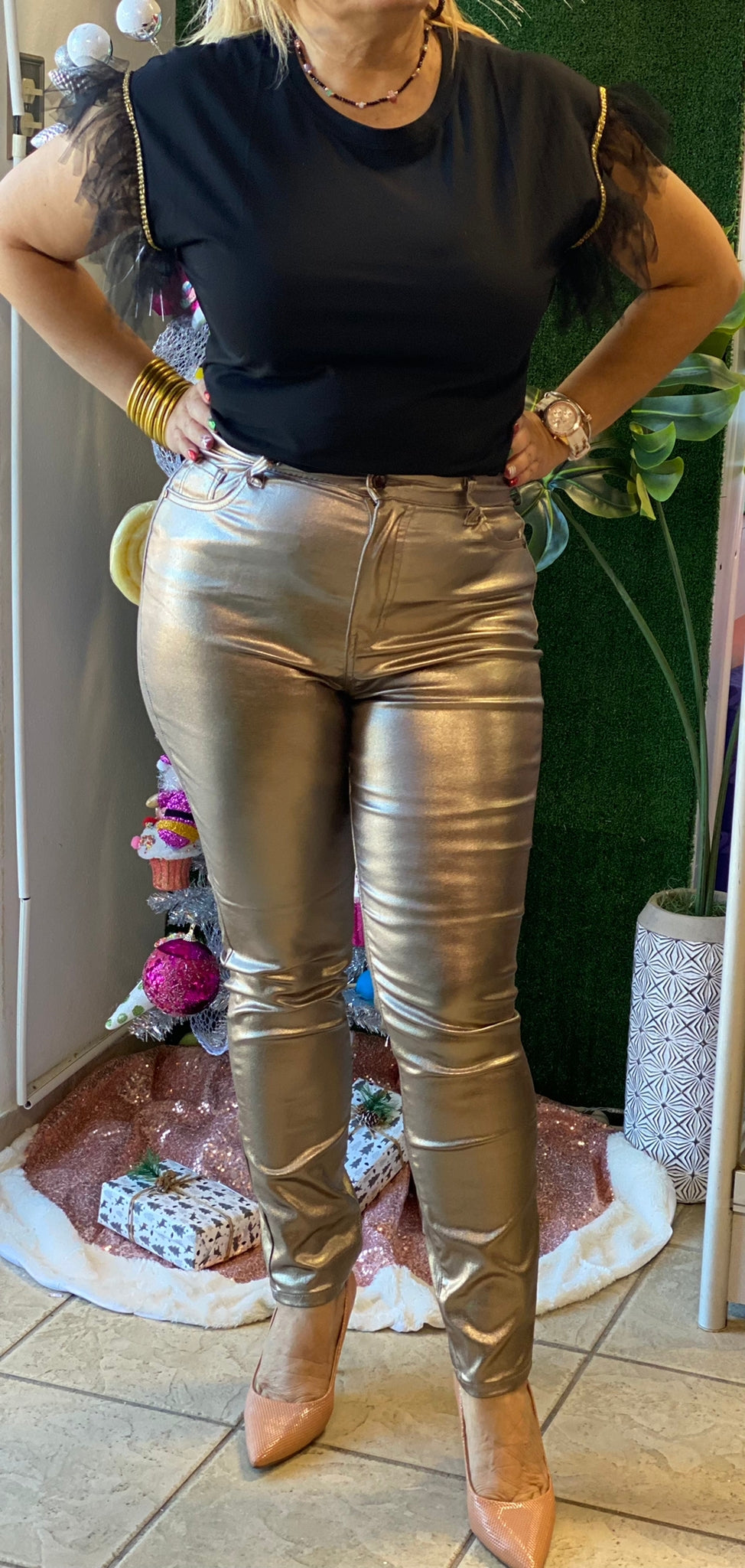 Metallic Gold Pants