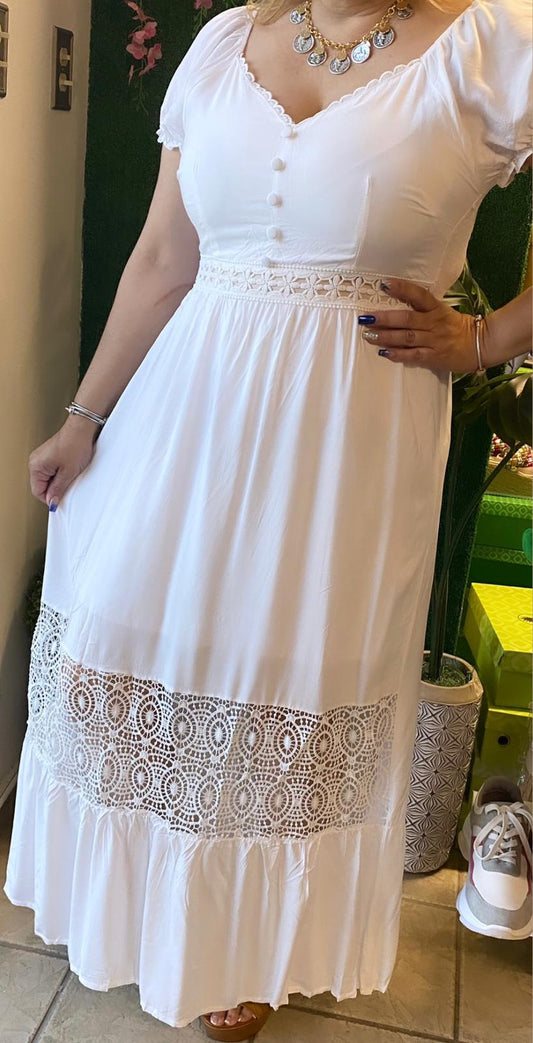 White Crochet Dress