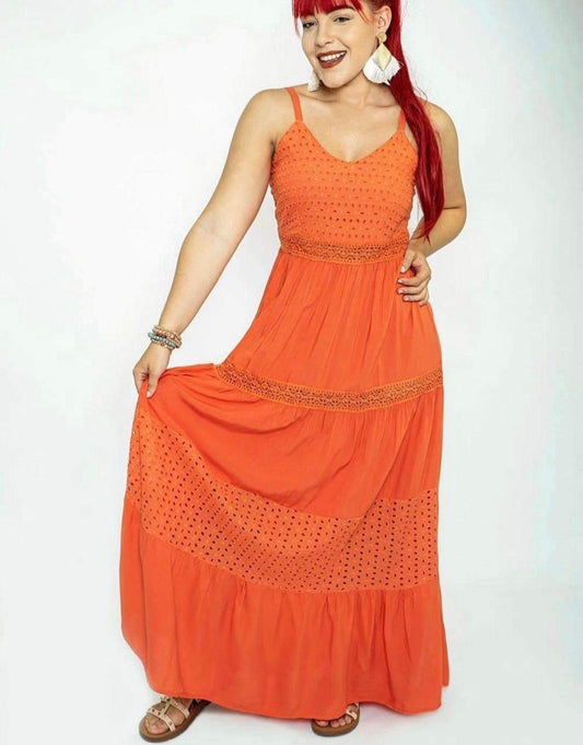 Orange Embroidered Dress